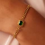 Stainless steel goldplated fantasiearmband met zirkonia voor dames