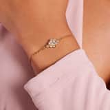 Stainless steel goldplated fantasiearmband bloem met zirkonia voor dames