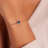Edelstahlarmband, vergoldet, Vintage, mit blauem Zirkonia