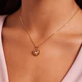 Stainless steel goldplated ketting met hanger hart met zirkonia voor dames