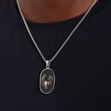 Stainless steel ketting doodskop met vleugels