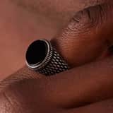 Stainless steel ring met ronde zwarte steen