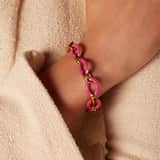 Armband aus Edelstahl, vergoldet, mit fuchsiafarbener Emaille