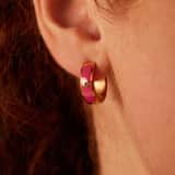 Ohrringe aus Edelstahl, vergoldet, Fuchsia mit Zirkonia