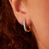 Stainless steel goldplated oorringen met turquoise emaille voor dames