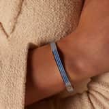 Stainless steel bangle met blauwe strepen