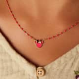 Halskette aus 925er Silber, vergoldet, Minnie Mouse, Rot