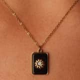 Stainless steel goldplated ketting met hanger met natuursteen voor dames