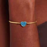 Armband aus Edelstahl, vergoldet, Herz mit Kristall, Türkisblau