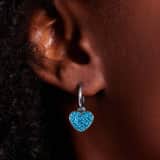 LivLiv stainless steel oorringen hart met kristal aqua voor dames