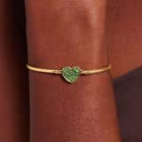 Stainless steel goldplated fantasiearmband met hanger hart met lichtgroen kristal voor dames