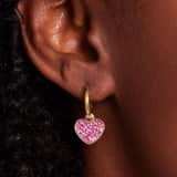 Stainless steel goldplated oorringen met hanger hart met kristal roze voor dames