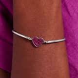 Armband aus Edelstahl, Herz mit Kristall, Fuchsia