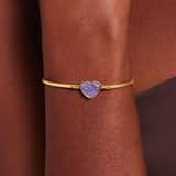 Armband aus Edelstahl, vergoldet, Herz mit Kristall, Violett