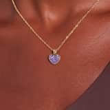 Stainless steel goldplated ketting met hanger hart met kristal voor dames