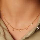 Stainless steel goldplated ketting met hanger met rozenkwarts voor dames