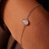 Stainless steel armband bol met rozenkwarts