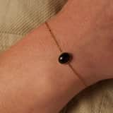 Armband aus Edelstahl, vergoldet, mit schwarzem Achat
