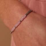 Armband aus Edelstahl mit Rosenquarz