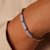 Stainless steel armband met blue lace agaat