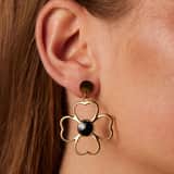 Stainless steel goldplated oorhangers bloem voor dames