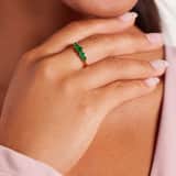 Stainless steel goldplated ring met turquoise voor dames