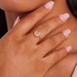 Stainless steel goldplated vintage ring bewerkt paars steen