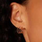 Stainless steel goldplated dubbele oorknoppen voor dames