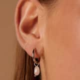 Stainless steel oorringen met rozenkwarts voor dames
