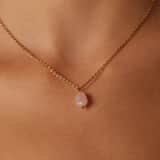 Stainless steel goldplated ketting met hanger met rozenkwarts voor dames