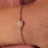 Stainless steel armband met rozenkwarts