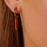 Stainless steel goldplated oorringen met rode onyx voor dames