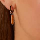 Stainless steel oorringen met rode onyx voor dames