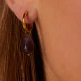 Stainless steel goldplated oorringen met amethyst voor dames