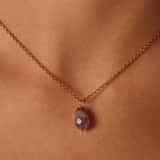 Stainless steel goldplated ketting met hanger met amethyst voor dames