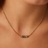Halskette aus Edelstahl, vergoldet, mit Glitzerstein