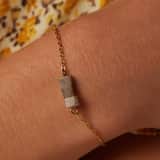 Armband aus Edelstahl, vergoldet, mit Glitzerstein