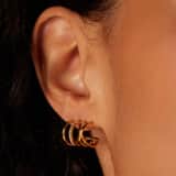 Stainless steel goldplated dubbele oorknoppen met zirkonia voor dames