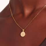 Stainless steel goldplated ketting met hanger munt met zirkonia voor dames