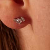 Ohrstecker, 925 Silber, asymetrisch, Zirkonia