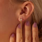 Zilveren goldplated oorknoppen hart met zirkonia voor dames