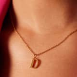 Stainless steel goldplated ketting met letterhanger D voor dames