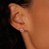 Stainless steel goldplated oorknoppen bloem met zirkonia voor dames
