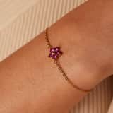 Stainless steel goldplated fantasiearmband bloem met zirkonia voor dames