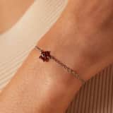 Armband aus Edelstahl, Blume mit Zirkonia, Rot