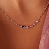 Zilveren ketting gekleurde emaille hartjes