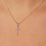 Zilveren ketting met hanger kruis zirkonia