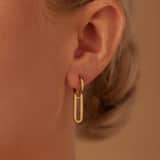 Zilveren goldplated oorringen met hanger ovaal voor dames