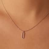 Zilveren ketting met ovaalvormige hanger zirkonia