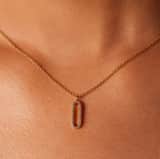 Zilveren goldplated ketting met hanger ovaal zirkonia
